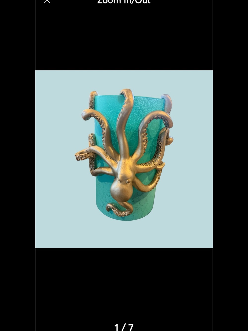 Turquoise and Gold Octopus Accent Vase - Coastal Home Accent (ISO)